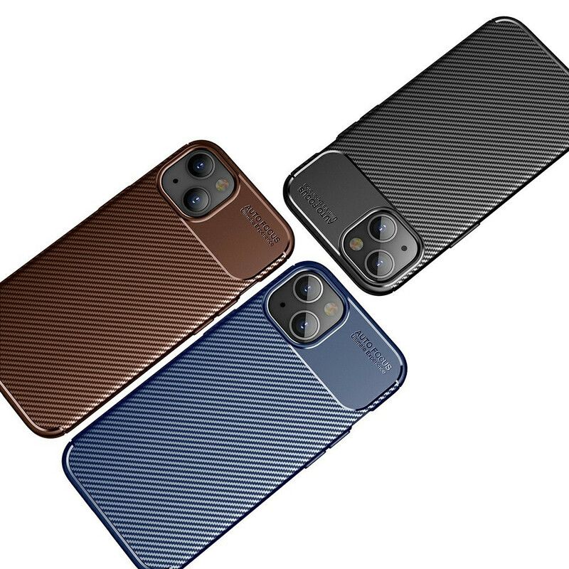 Hoesje Voor iPhone 13 Mini Flexibele Koolstofvezeltextuur