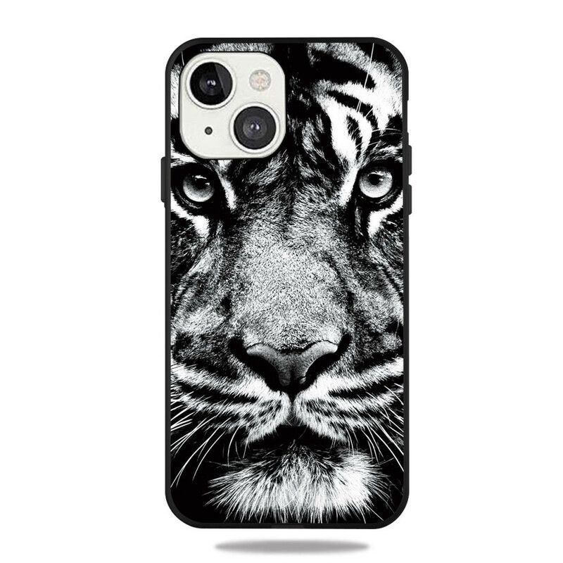 Hoesje Voor iPhone 13 Mini Zwart-witte Tijger