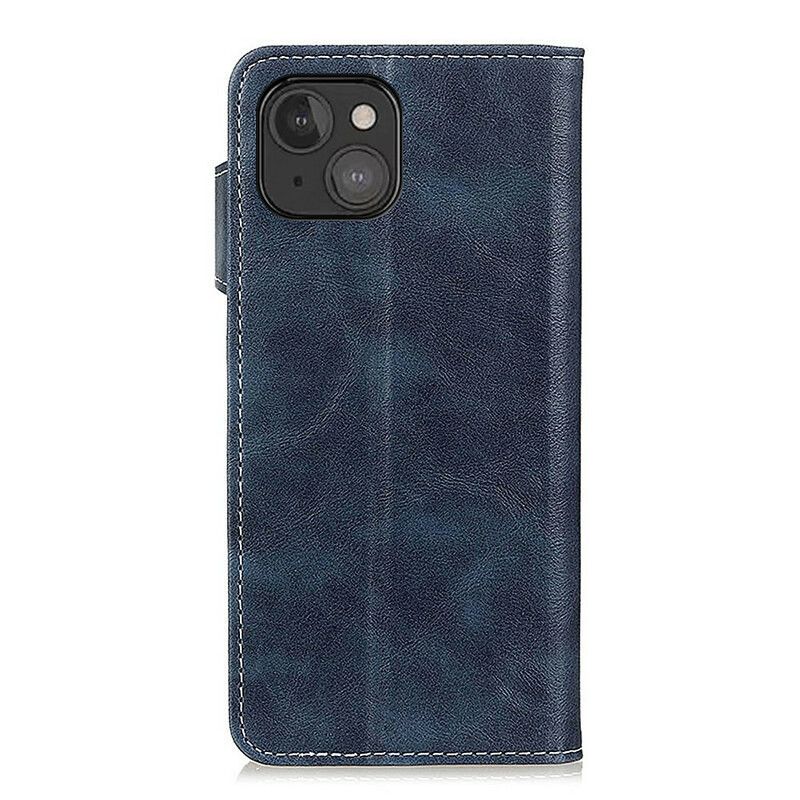 Leren Hoesje iPhone 13 Mini Artistieke Naaiknop Bescherming Hoesje