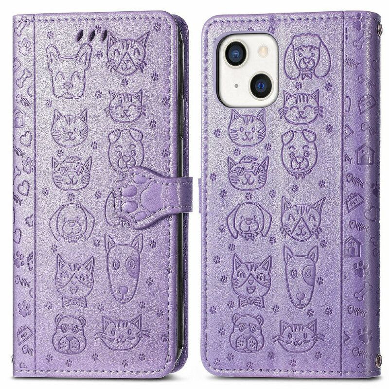 Leren Hoesje iPhone 13 Mini Geanimeerde Dieren Bescherming Hoesje