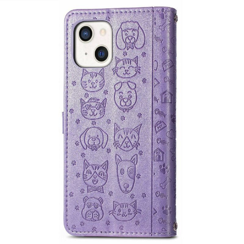 Leren Hoesje iPhone 13 Mini Geanimeerde Dieren Bescherming Hoesje