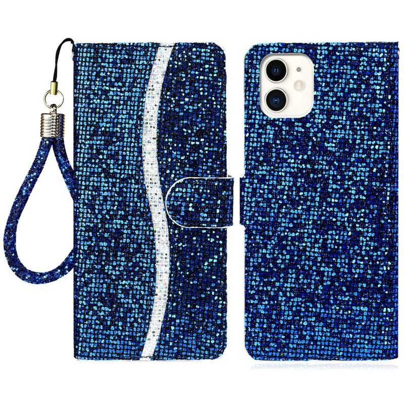 Leren Hoesje iPhone 13 Mini Glitter S-ontwerp