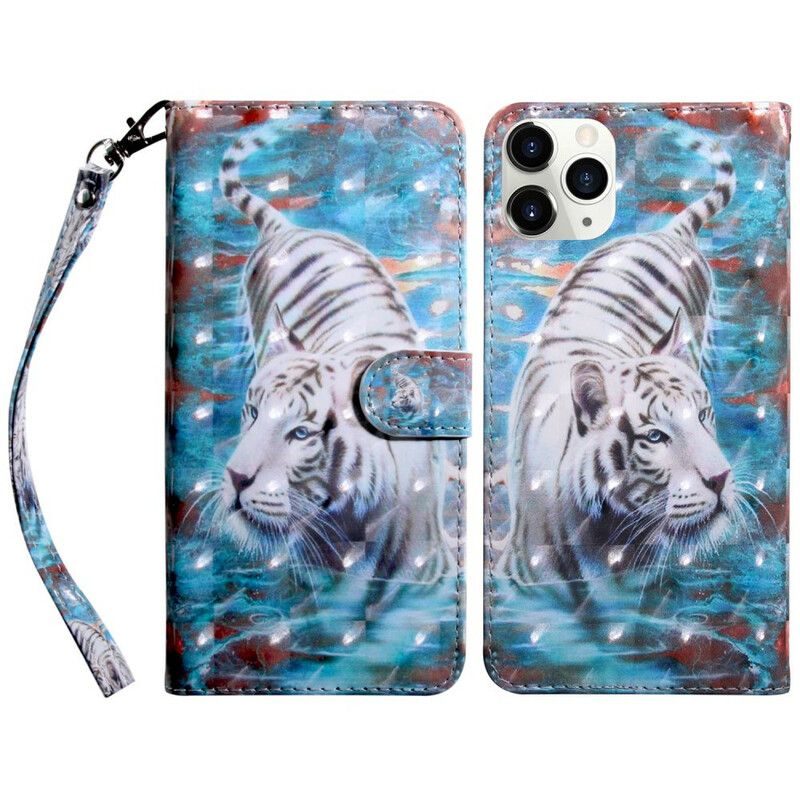 Leren Hoesje iPhone 13 Mini Lichtvlek Lucien The Tiger Bescherming Hoesje