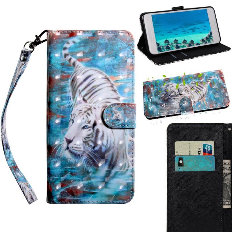 Leren Hoesje iPhone 13 Mini Lichtvlek Lucien The Tiger Bescherming Hoesje