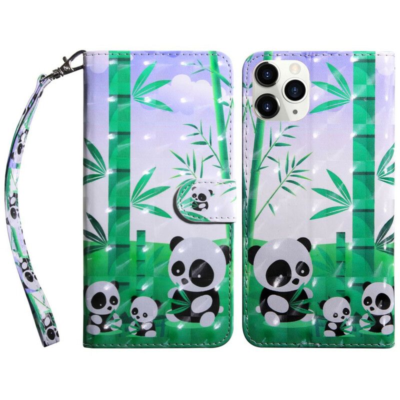 Leren Hoesje iPhone 13 Mini Lichtvlek Panda's Bescherming Hoesje