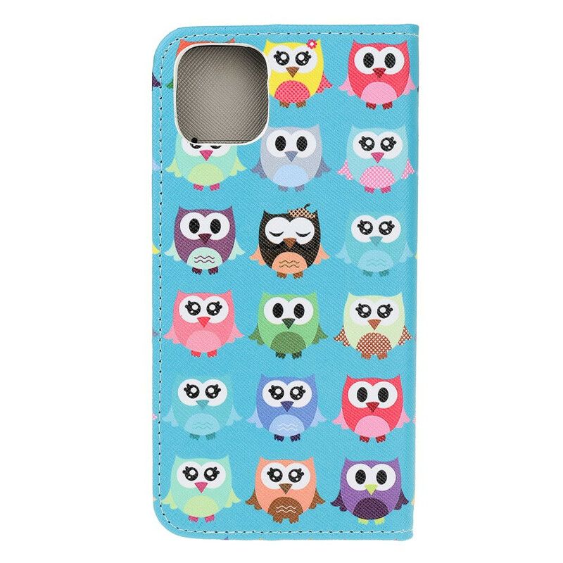 Leren Hoesje iPhone 13 Mini Meerdere Uilen