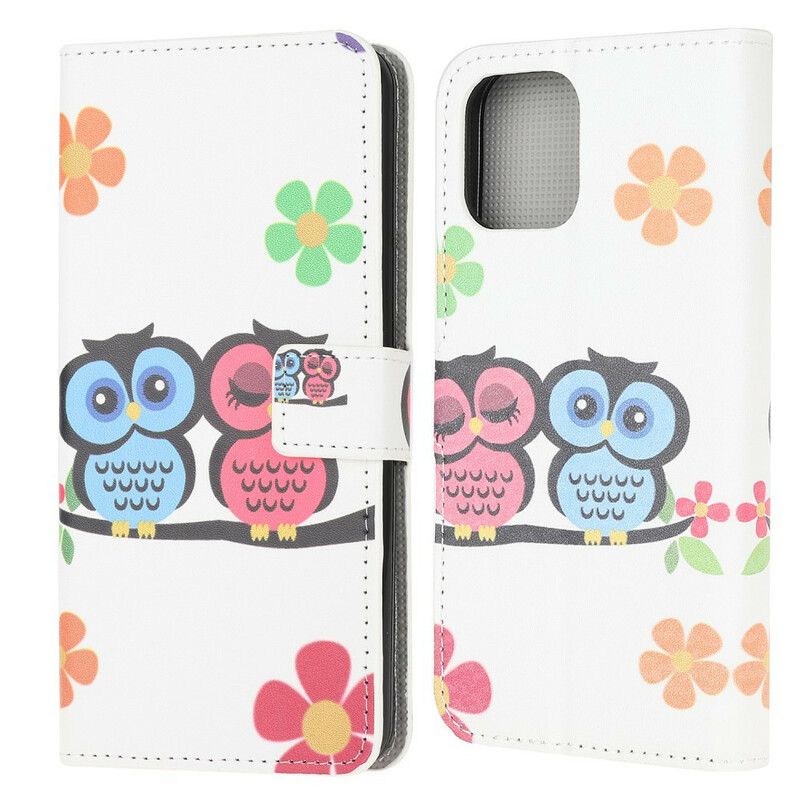 Leren Hoesje iPhone 13 Mini Paar Uilen