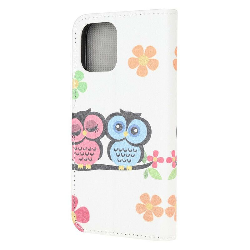 Leren Hoesje iPhone 13 Mini Paar Uilen