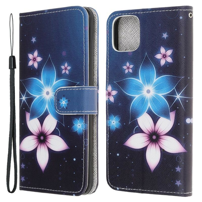 Leren Hoesje Voor iPhone 13 Mini Lunar Strappy Flowers