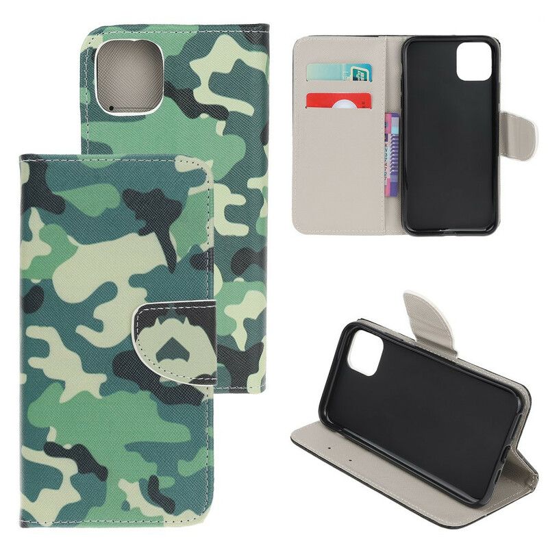 Leren Hoesje Voor iPhone 13 Mini Militaire Camouflage