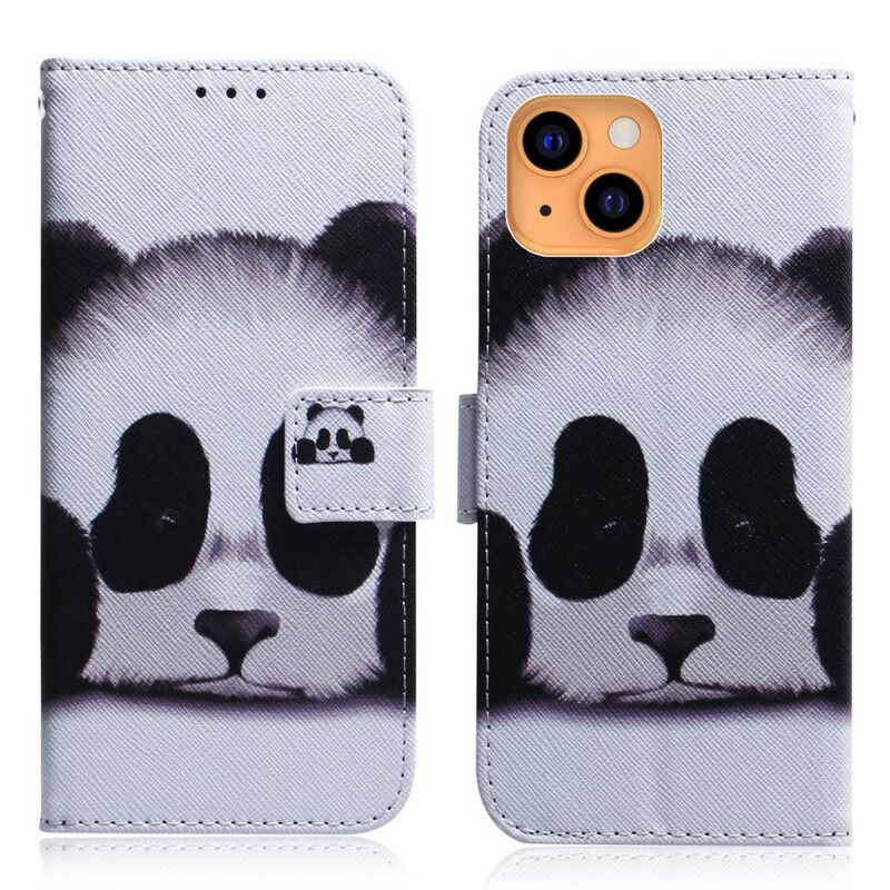 Leren Hoesje Voor iPhone 13 Mini Panda Gezicht