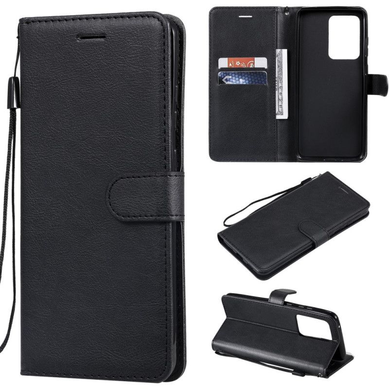 Cover Folio-hoesje Samsung Galaxy S20 Ultra Bruin Telefoonhoesje Leereffect Met Riem