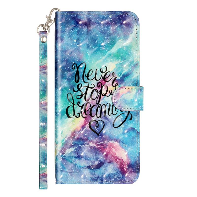 Cover Folio-hoesje Samsung Galaxy S20 Ultra Telefoonhoesje Lichtvlek Nooit Stoppen Met Riem