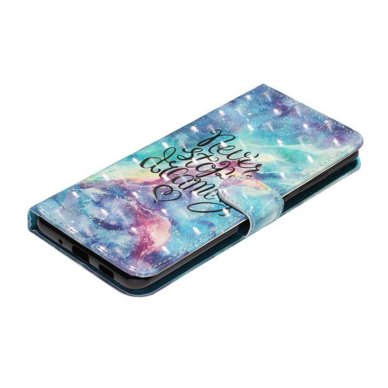 Cover Folio-hoesje Samsung Galaxy S20 Ultra Telefoonhoesje Lichtvlek Nooit Stoppen Met Riem