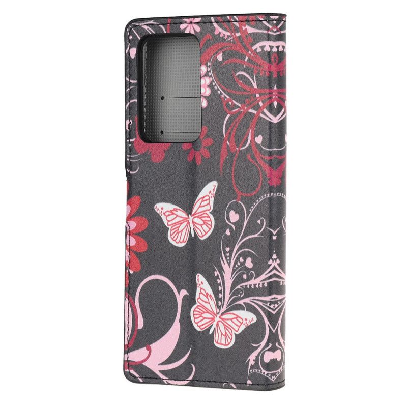 Cover Folio-hoesje Samsung Galaxy S20 Ultra Wit Telefoonhoesje Vlinders En Bloemen