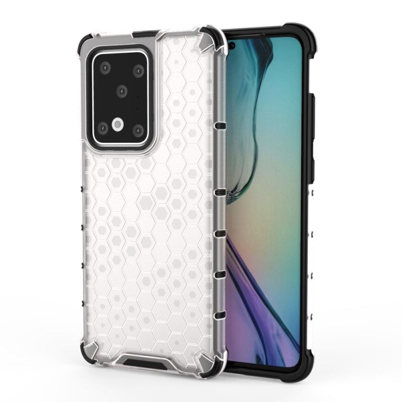 Cover Hoesje Samsung Galaxy S20 Ultra Wit Zwart Telefoonhoesje Honingraatstijl