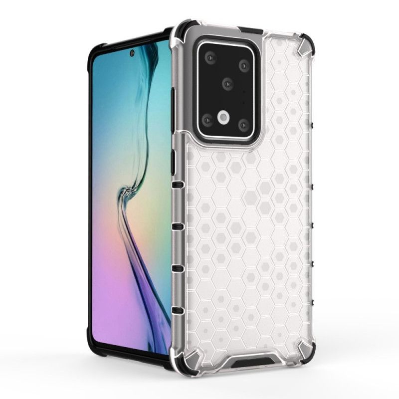 Cover Hoesje Samsung Galaxy S20 Ultra Wit Zwart Telefoonhoesje Honingraatstijl