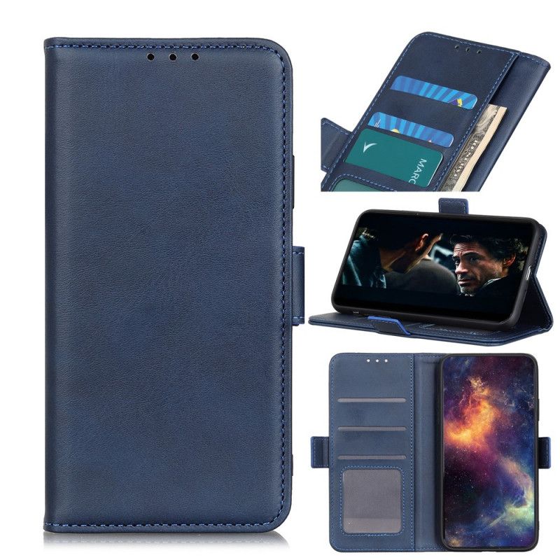 Flip Case Leren Samsung Galaxy S20 Ultra Donkerblauw Zwart Stijlvol Leer