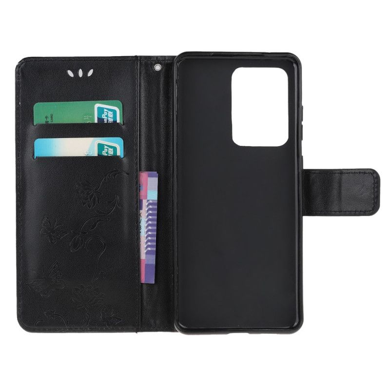 Flip Case Leren Samsung Galaxy S20 Ultra Lichtpaars Grijs Betoverde Vlinders