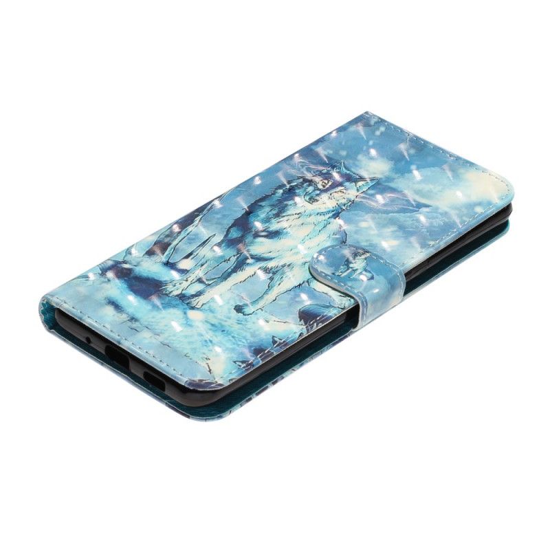 Flip Case Leren Samsung Galaxy S20 Ultra Wolfslampjes Met Riempje