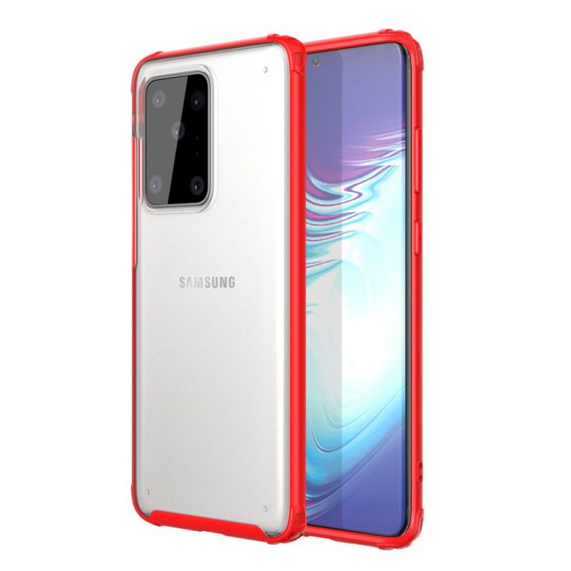 Hoesje Samsung Galaxy S20 Ultra Rood Zwart Geweven Met Gekleurde Randen