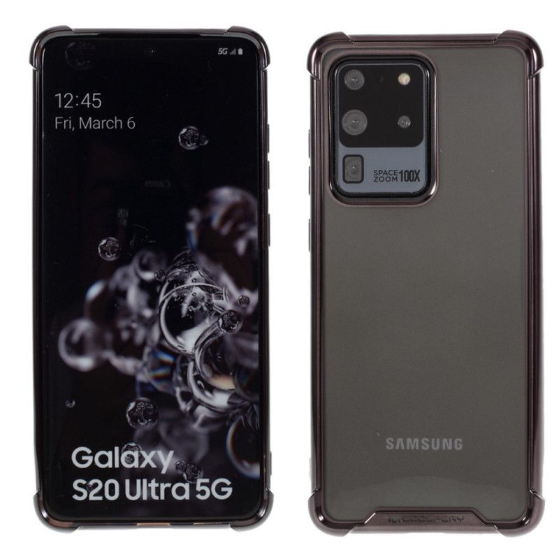 Hoesje Samsung Galaxy S20 Ultra Zilver Zwart Transparante Goospery Gekleurde Randen