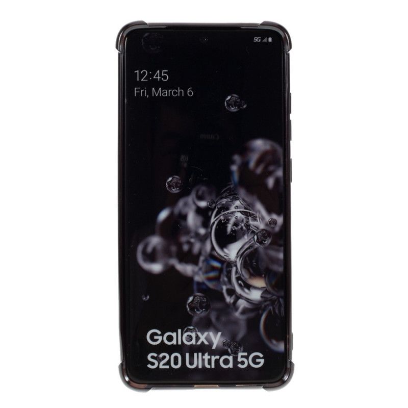 Hoesje Samsung Galaxy S20 Ultra Zilver Zwart Transparante Goospery Gekleurde Randen