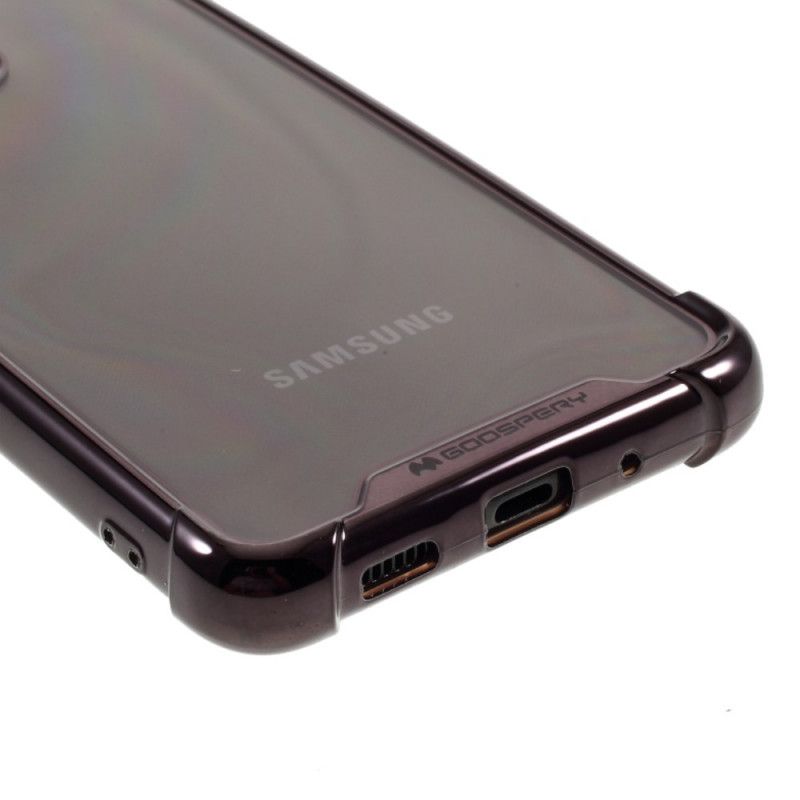 Hoesje Samsung Galaxy S20 Ultra Zilver Zwart Transparante Goospery Gekleurde Randen