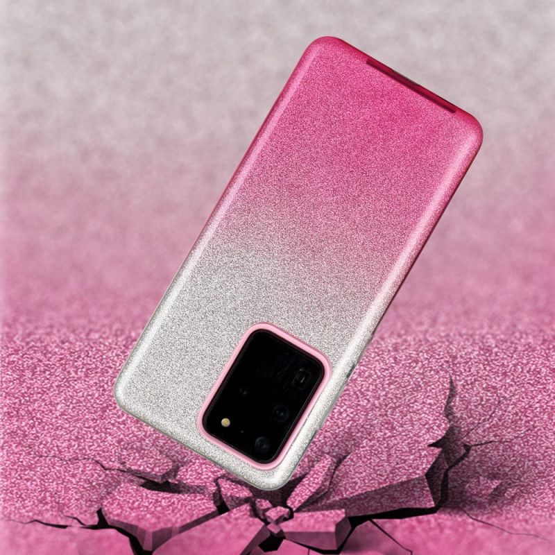 Hoesje voor Samsung Galaxy S20 Ultra Magenta Zwart Flitsende Kleurverloop