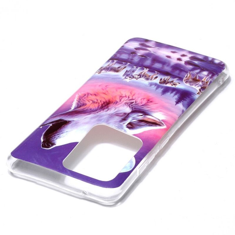 Hoesje voor Samsung Galaxy S20 Ultra Wit Serie Fluorescerende Wolven