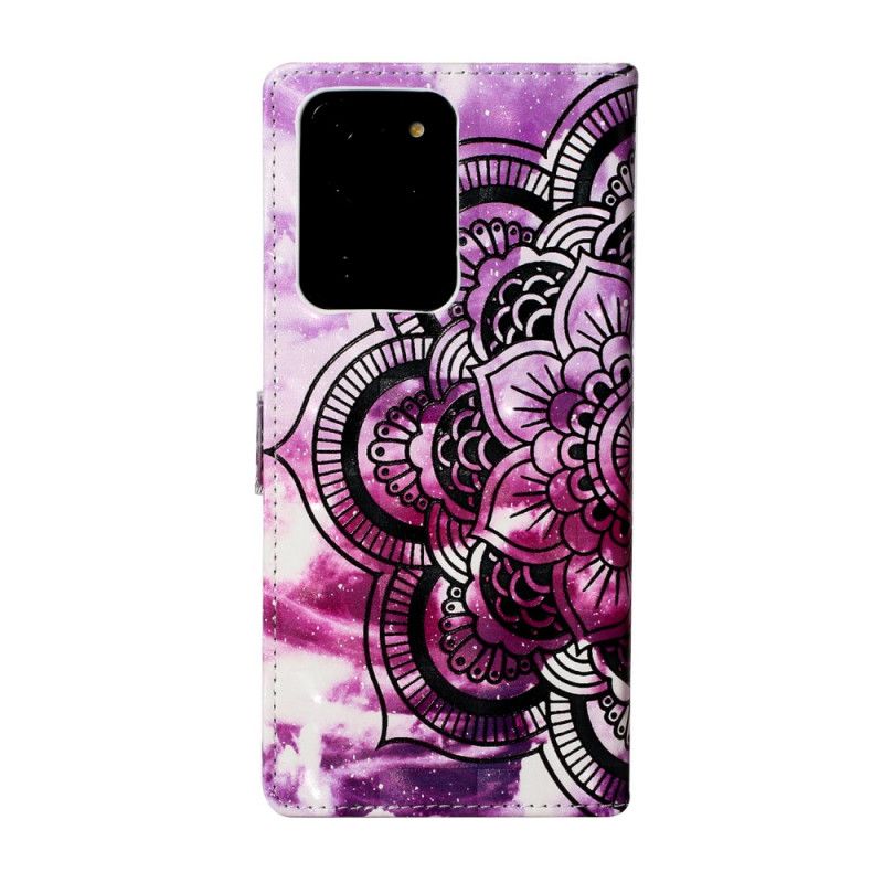 Leren Hoesje Samsung Galaxy S20 Ultra Telefoonhoesje Paarse Mandala