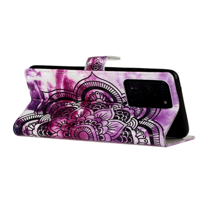 Leren Hoesje Samsung Galaxy S20 Ultra Telefoonhoesje Paarse Mandala