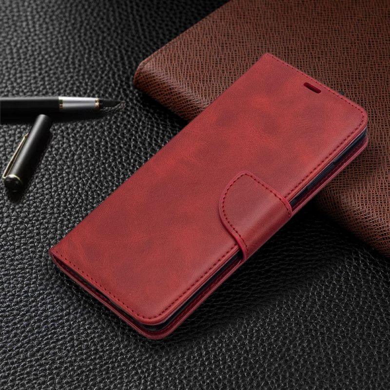 Leren Hoesje voor Samsung Galaxy S20 Ultra Bruin Zwart Gladde Schuine Flap