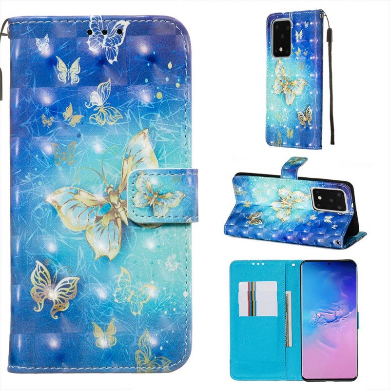 Leren Hoesje voor Samsung Galaxy S20 Ultra Gouden Vlinders