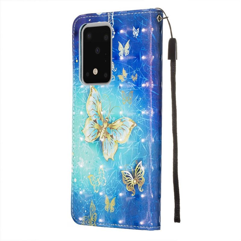 Leren Hoesje voor Samsung Galaxy S20 Ultra Gouden Vlinders