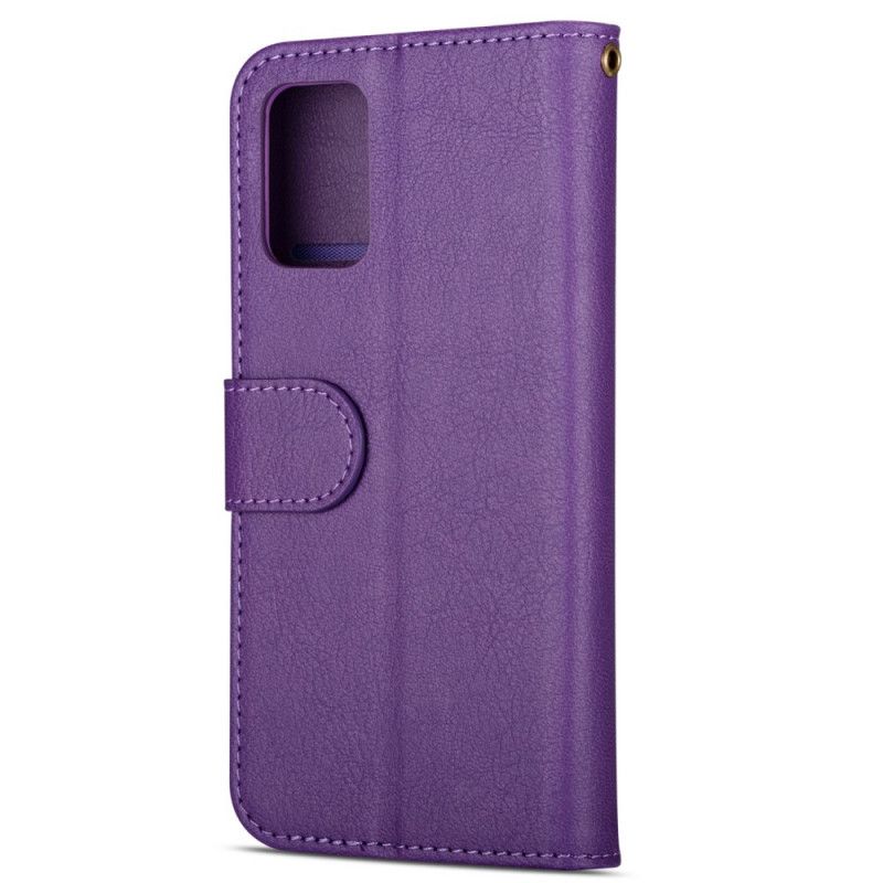 Leren Hoesje voor Samsung Galaxy S20 Ultra Grijs Zwart Portemonnee Met Riem