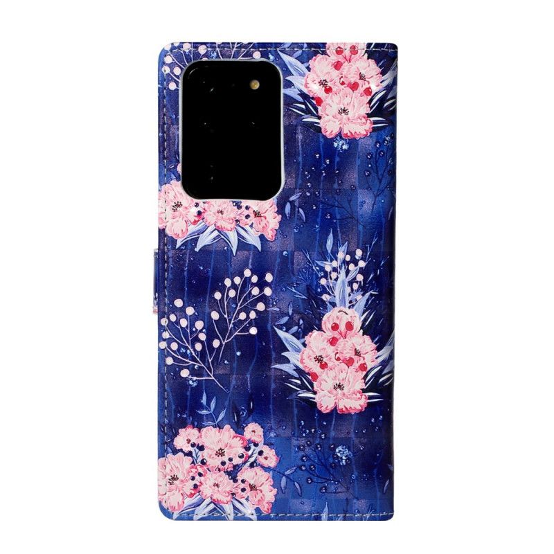 Leren Hoesje voor Samsung Galaxy S20 Ultra Lichte Vlekbloemen