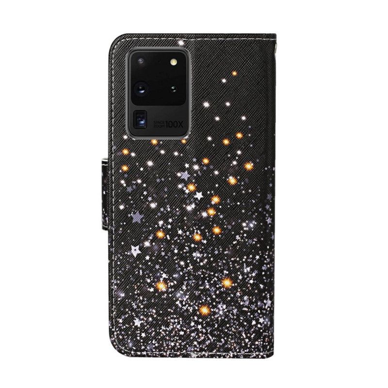 Leren Hoesje voor Samsung Galaxy S20 Ultra Sterren En Pailletten Met Riempje