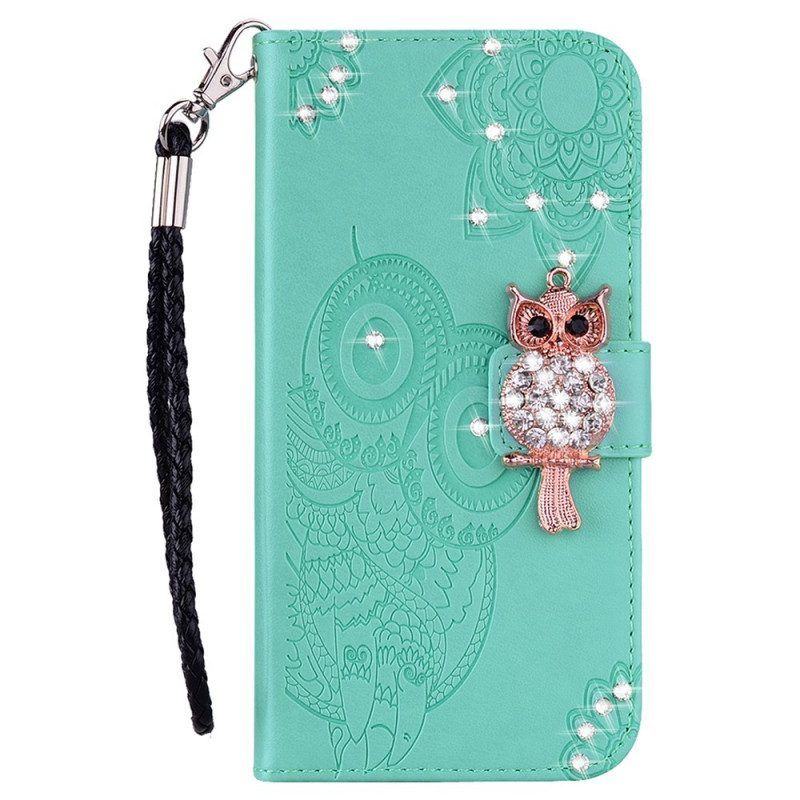 Folio-hoesje voor Samsung Galaxy S22 5G Uil Mandala En Charme