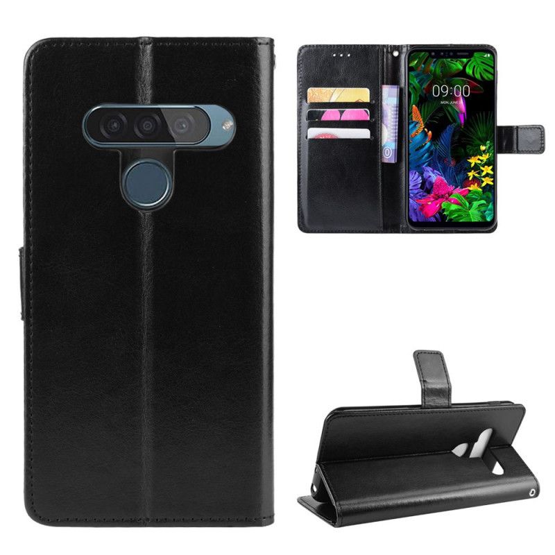 Flip Case Leren ThinQ LG G8S ThinQ Rood Zwart Flitsend Kunstleer