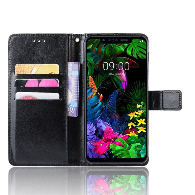 Flip Case Leren ThinQ LG G8S ThinQ Rood Zwart Flitsend Kunstleer