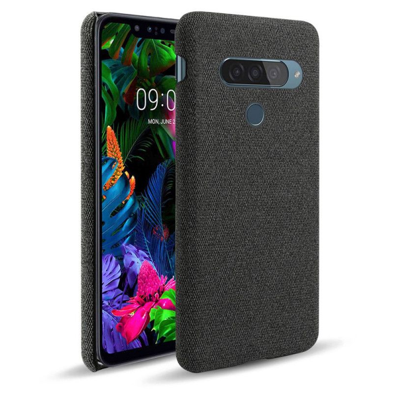 Hoesje ThinQ LG G8S ThinQ Rood Zwart Ksq Stof Textuur