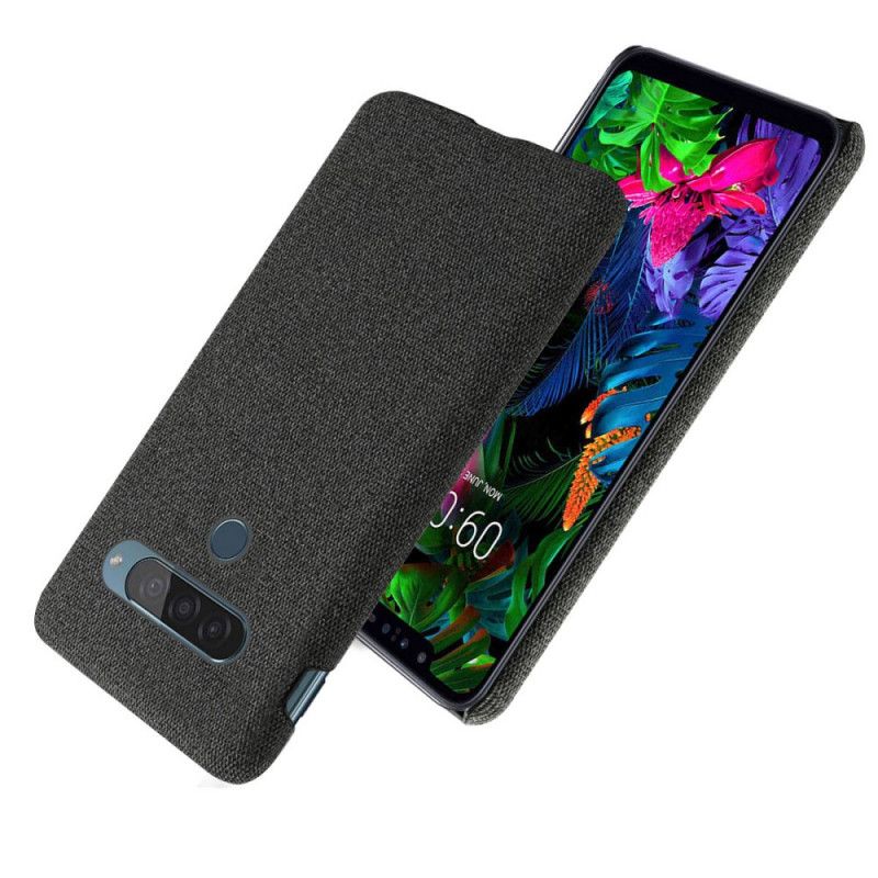 Hoesje ThinQ LG G8S ThinQ Rood Zwart Ksq Stof Textuur