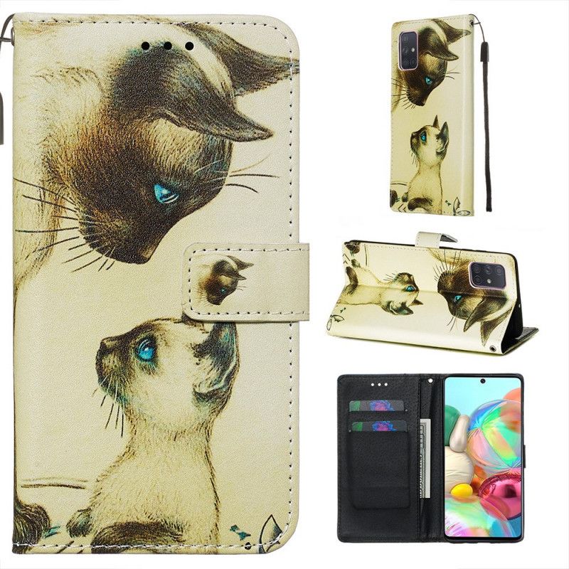 Bescherming Hoesje Samsung Galaxy A71 Telefoonhoesje Kitten En Mama