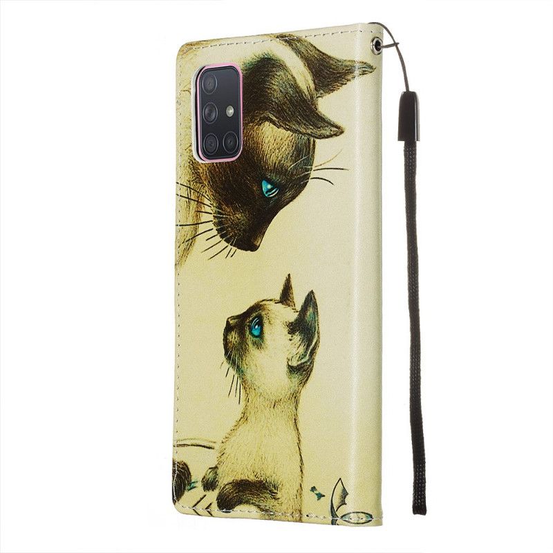 Bescherming Hoesje Samsung Galaxy A71 Telefoonhoesje Kitten En Mama