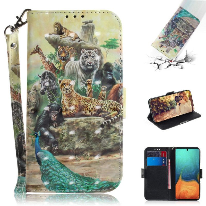 Bescherming Hoesje Samsung Galaxy A71 Telefoonhoesje String Safari Dieren