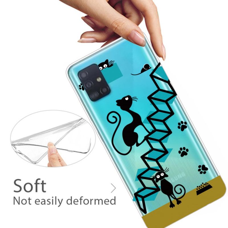 Case Hoesje Samsung Galaxy A71 Telefoonhoesje Grappige Katten