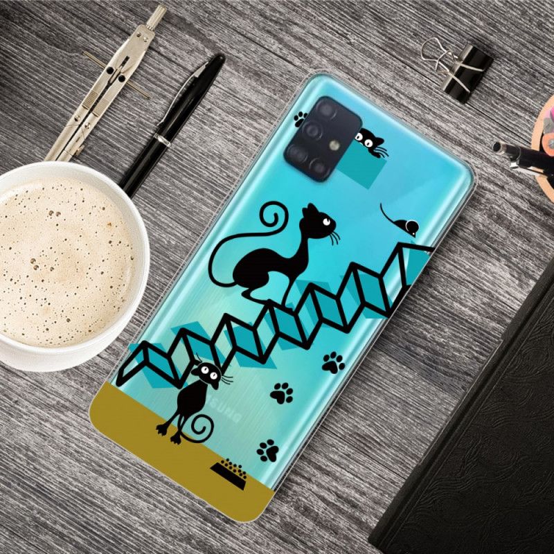 Case Hoesje Samsung Galaxy A71 Telefoonhoesje Grappige Katten