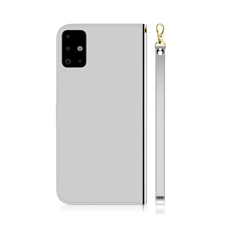 Cover Folio-hoesje Samsung Galaxy A71 Wit Zwart Telefoonhoesje Kunstlederen Spiegelkap