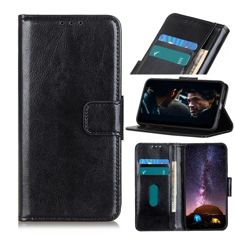 Cover Folio-hoesje Samsung Galaxy A71 Zwart Telefoonhoesje Glanzend Leereffect